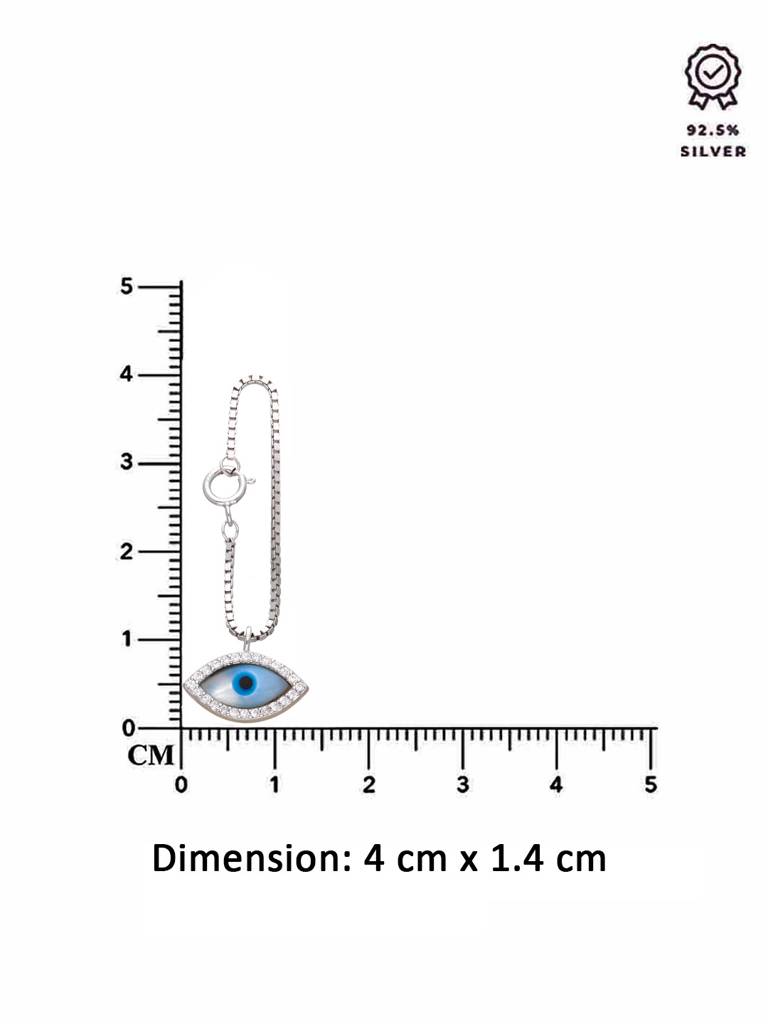 925 Silver Sparkling Evil Eye Watch Charm : ACWC44-S-NA
