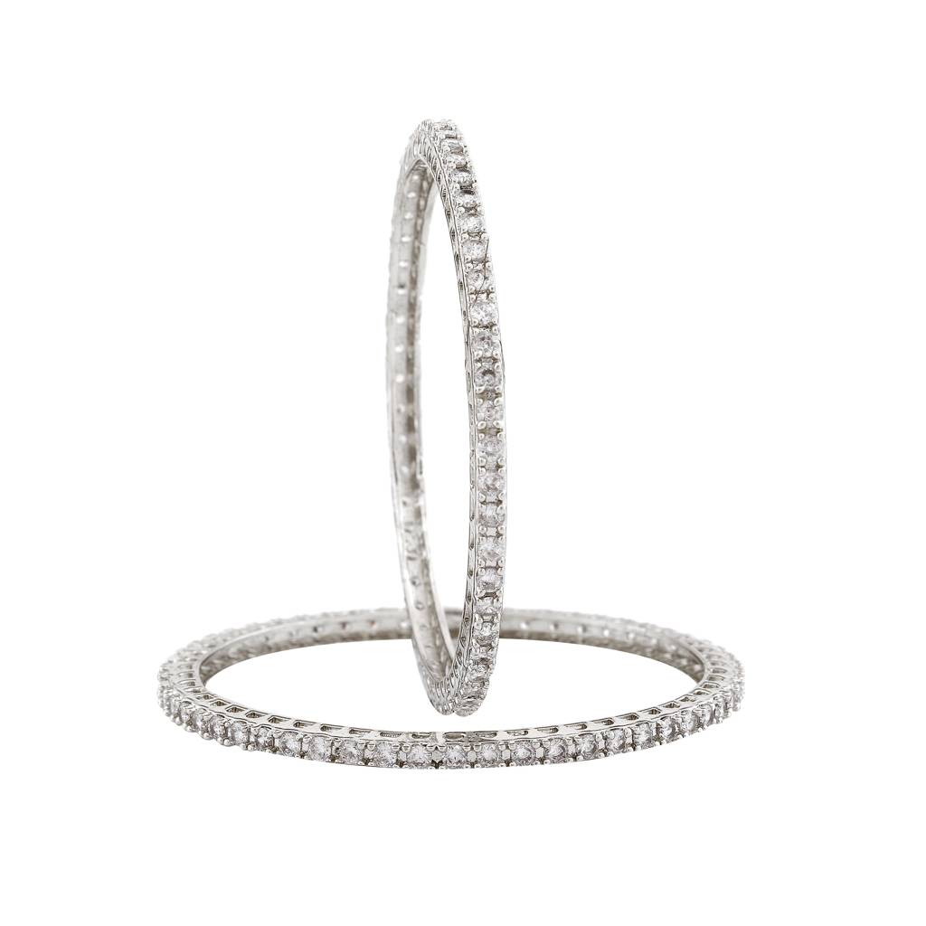 Estele Rhodium Plated Exquisite White American Diamond Bangles | Available In 2:6 & 2:8 Sizes |A Perfe : AD-014-IR-28BANGLE-26