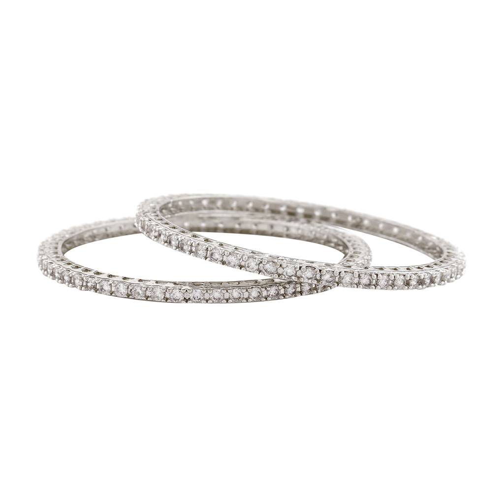 Estele Rhodium Plated Exquisite White American Diamond Bangles | Available In 2:6 & 2:8 Sizes |A Perfe : AD-014-IR-28BANGLE-26