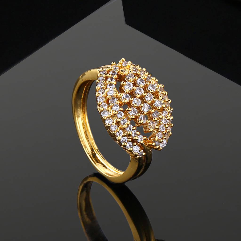 Estele Gold Plated Cz Sparkling Finger Ring For Women : AD-041RING