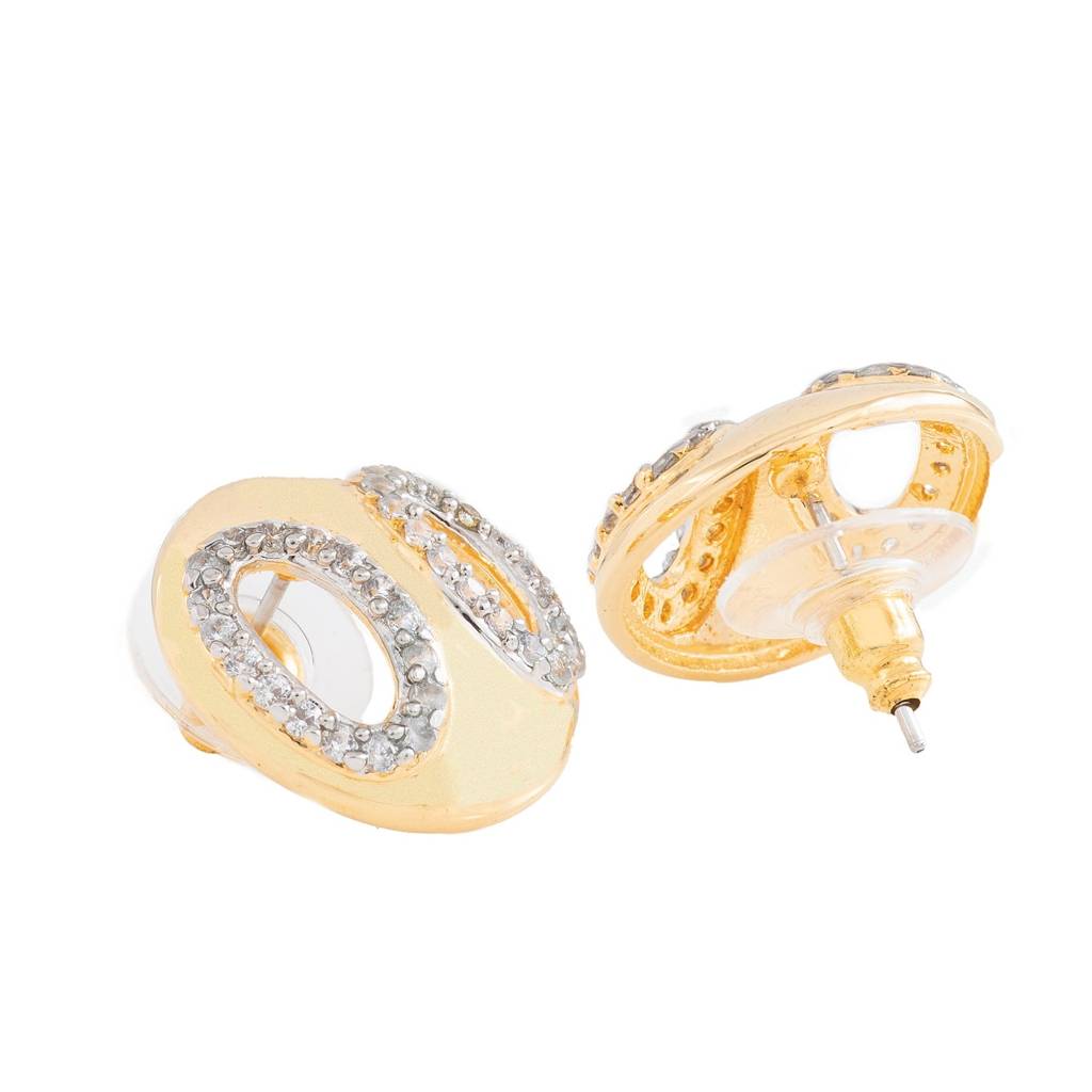 Estele Gold Plated Cz Goggles Stud Earrings For Women : AD-063709ER