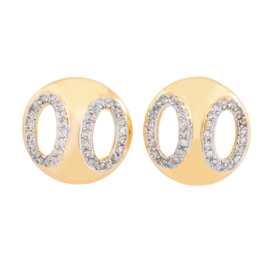 Estele Gold Plated Cz Goggles Stud Earrings For Women : AD-063709ER