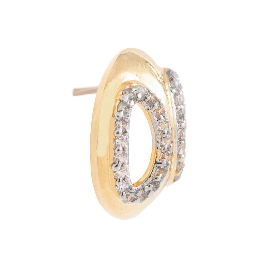 Estele Gold Plated Cz Goggles Stud Earrings For Women : AD-063709ER