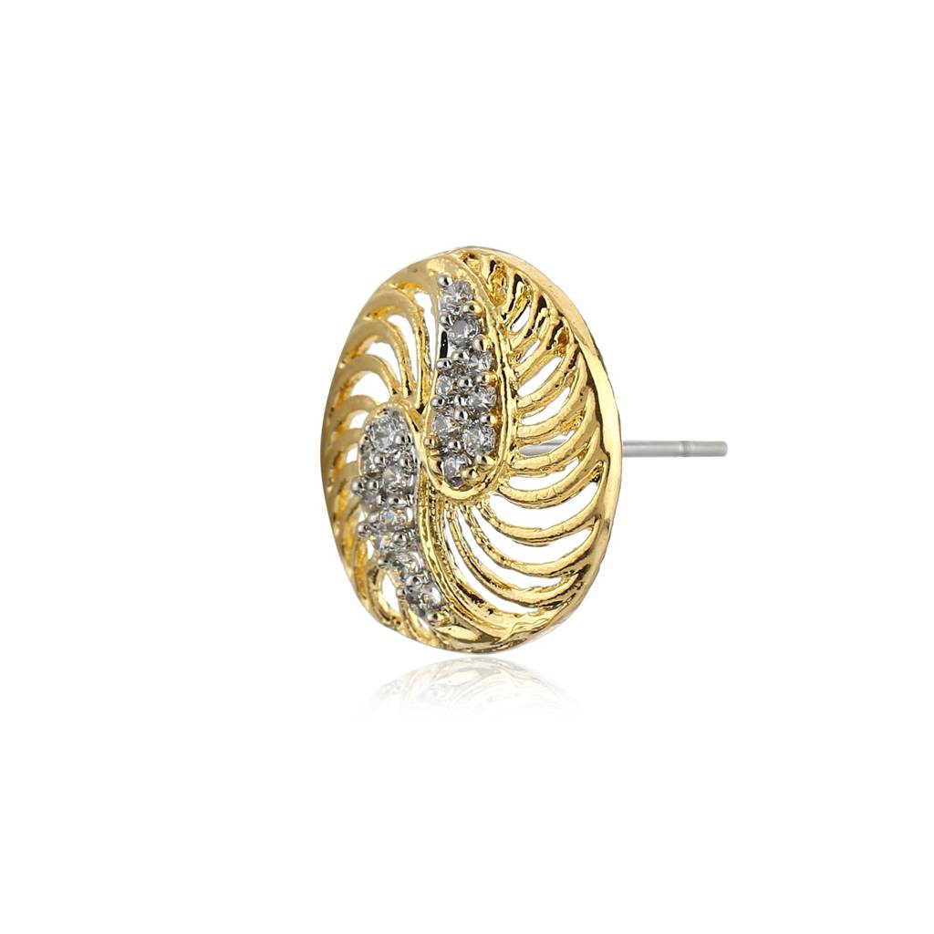 Estele Gold Plated With White Crystal Stone Stud Earring For Women : AD-047701ER