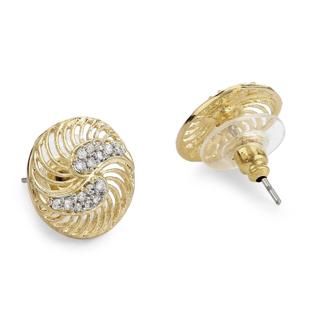 Estele Gold Plated With White Crystal Stone Stud Earring For Women : AD-047701ER
