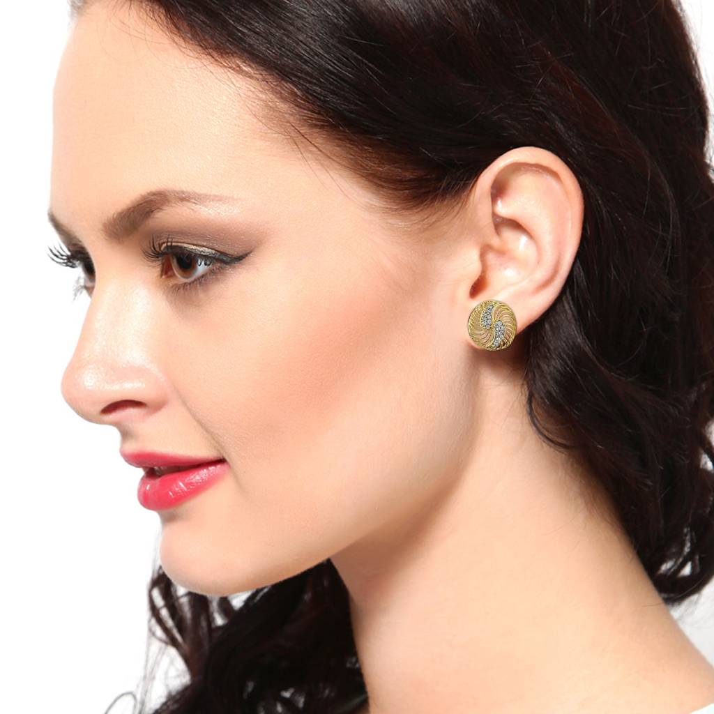 Estele Gold Plated With White Crystal Stone Stud Earring For Women : AD-047701ER