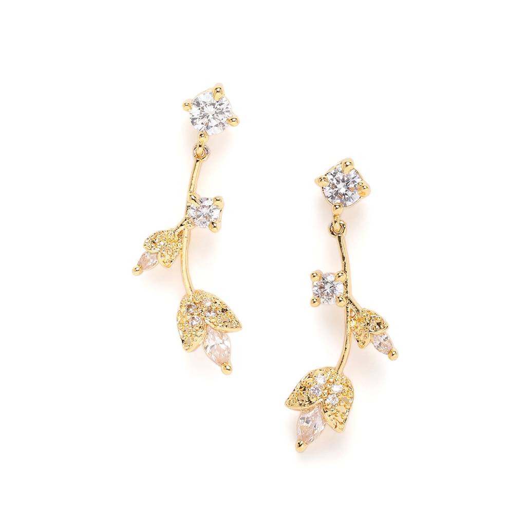 Graceful Lightweight White American Diamond Necklace Set With Shiny Gold Finish : AD-792-IGWENKER
