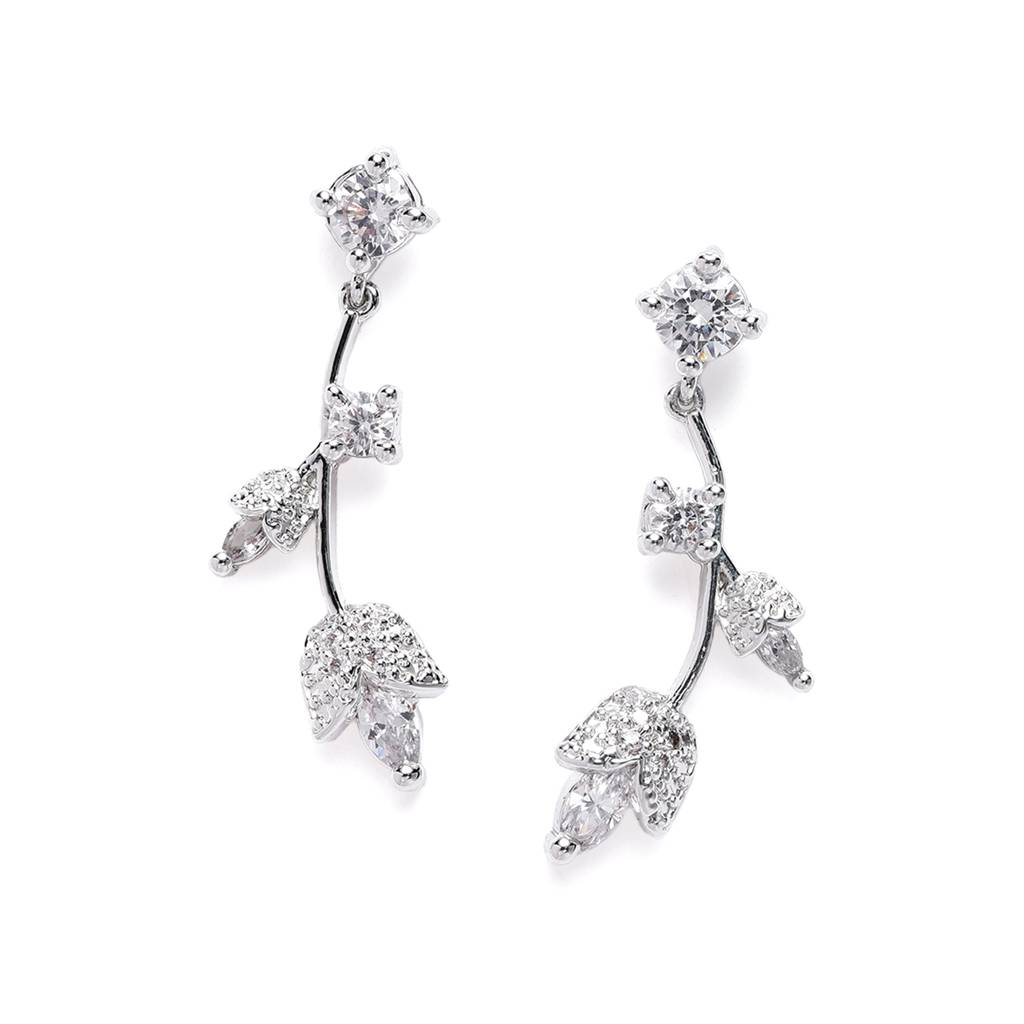 Lightweight White American Diamond Necklace Set With Polished Rhodium Finish : AD-792-IRWENKER