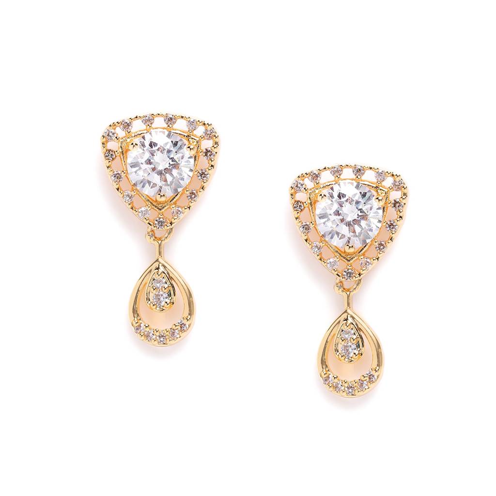 Luxurious Lightweight Gold-Plated American Diamond Necklace Set For Women : AD-794-IGWENKER