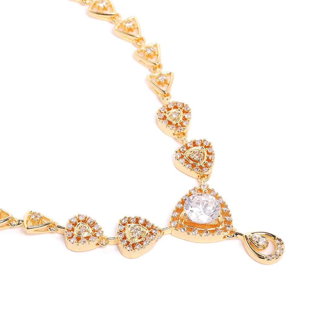 Luxurious Lightweight Gold-Plated American Diamond Necklace Set For Women : AD-794-IGWENKER