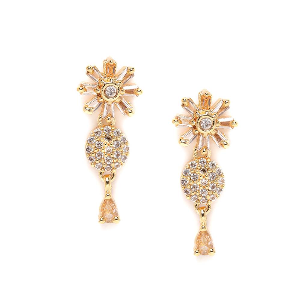 Premium Gold-Plated Floral American Diamond Necklace Set For Women : AD-823-IGWENKER