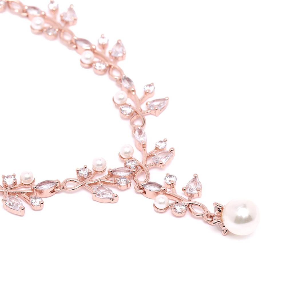 Classic & Modern Lightweight American Diamond Necklace Set With Premium Rosegold Finish : AD-825-RGWENKER