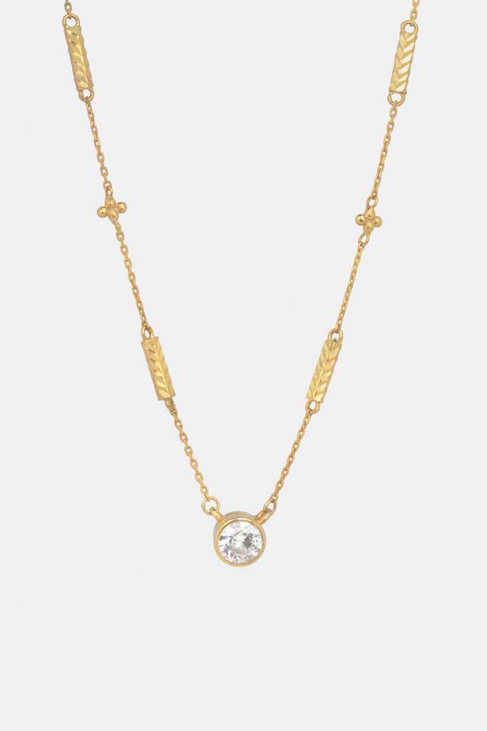 925 Silver Diversity Necklace With Zircon : TSNP-DIV-18-18G_ZIRC-3009