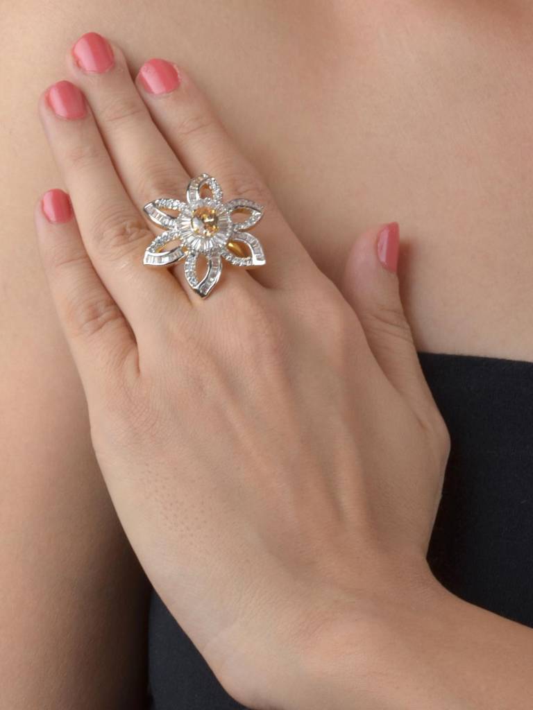 Firoza Ad Champagne Flower Ring : ADRING1400