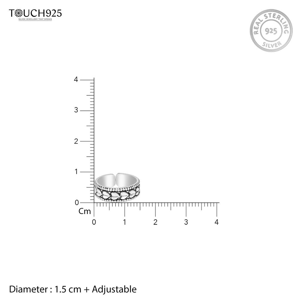 Oxidized Heart Shape Toe Ring : ADTR605
