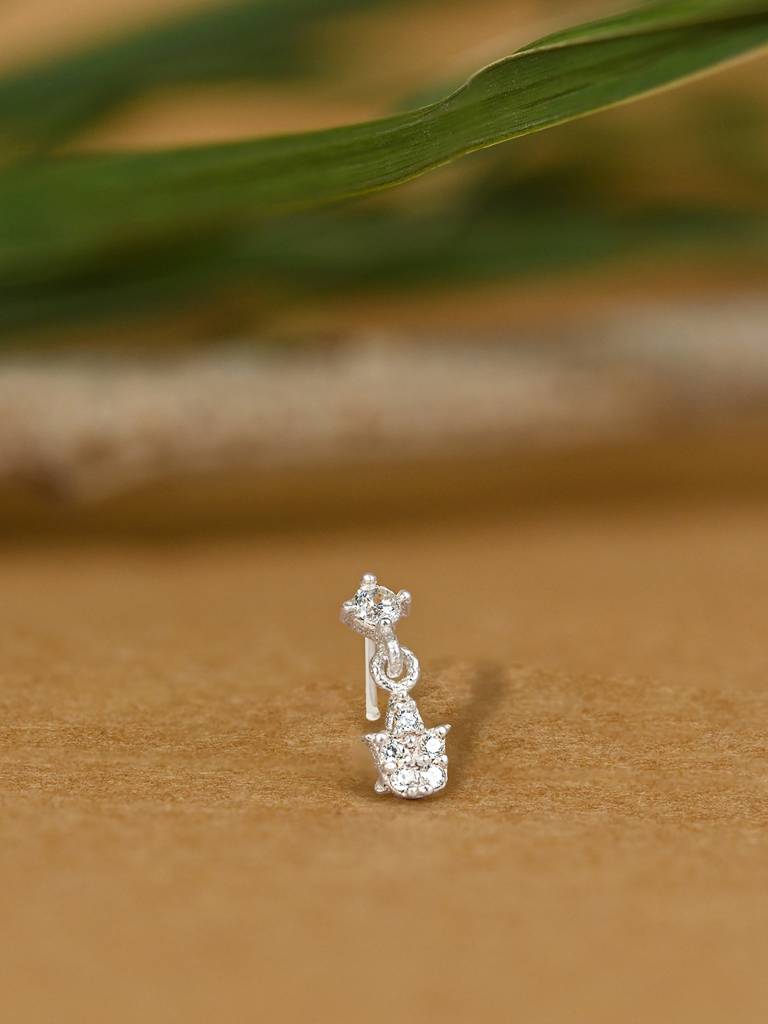 Drop Stone Siler Nose Pin In Silver Color : AENP369