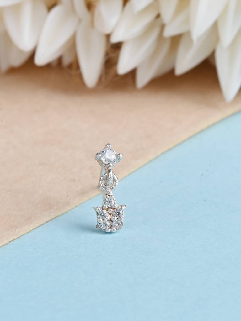 Drop Stone Siler Nose Pin In Silver Color : AENP369