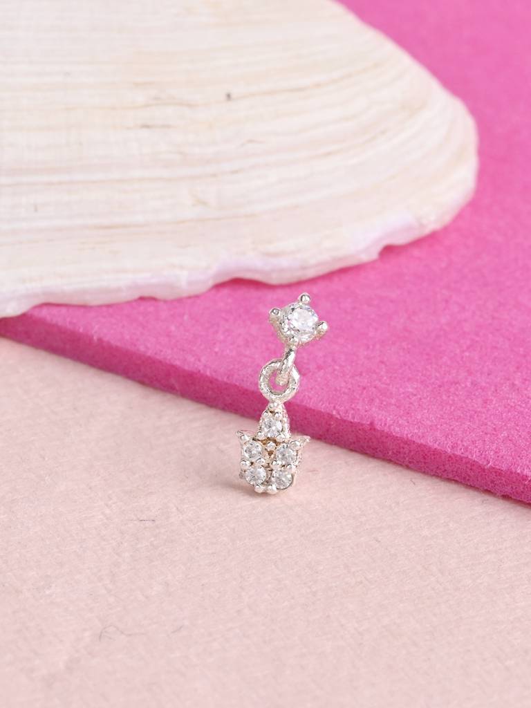 Drop Stone Siler Nose Pin In Silver Color : AENP369