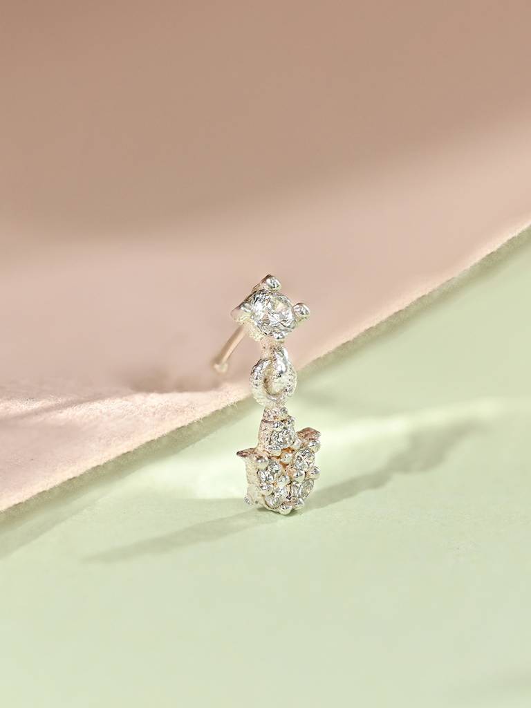 Drop Stone Siler Nose Pin In Silver Color : AENP369