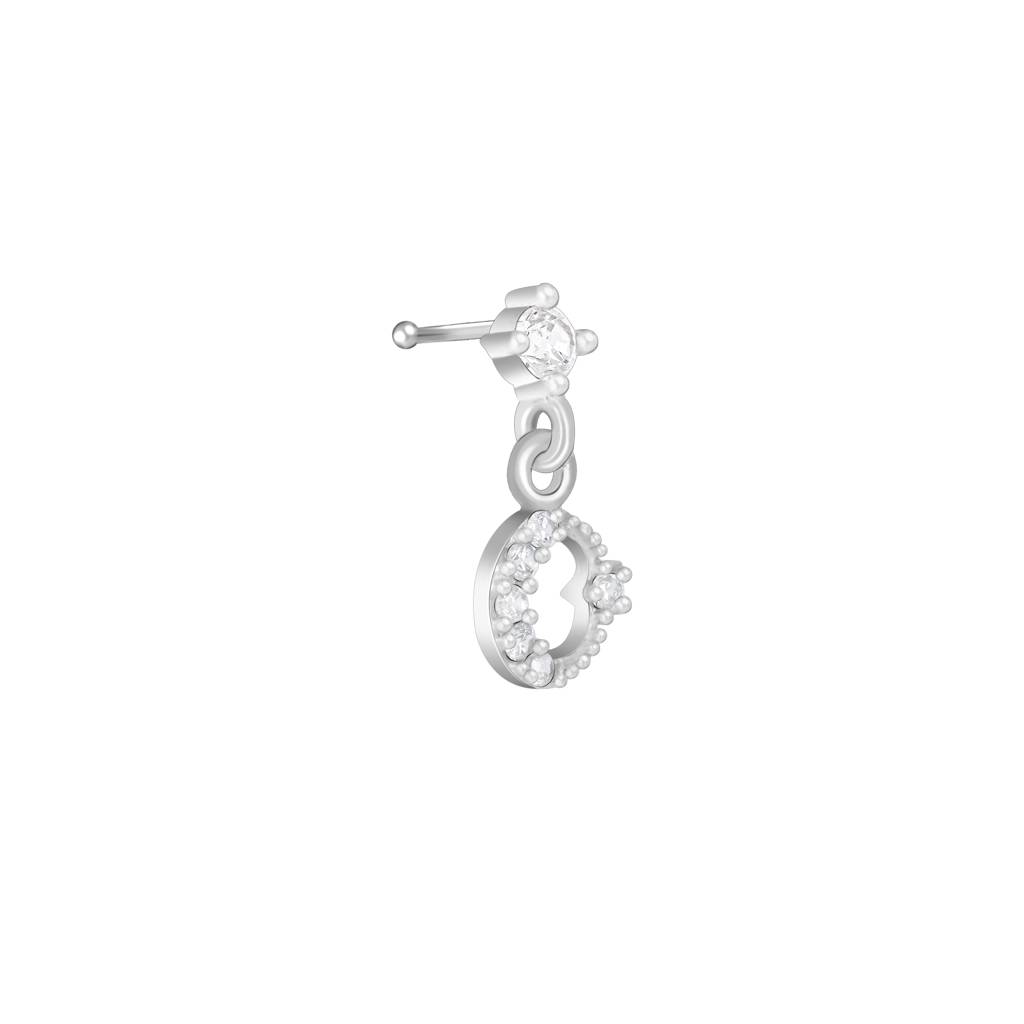 Star Half Moon Nose Pin In Silver Color : AFNP389