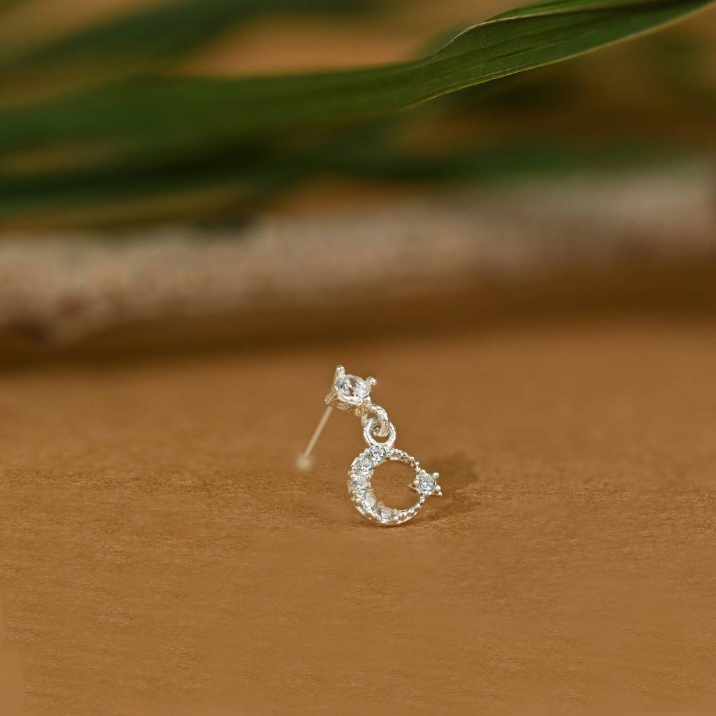 Star Half Moon Nose Pin In Silver Color : AFNP389