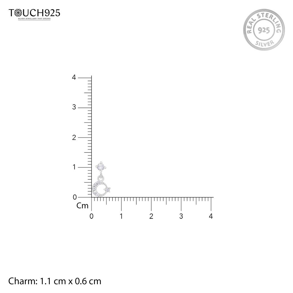 Star Half Moon Nose Pin In Silver Color : AFNP389