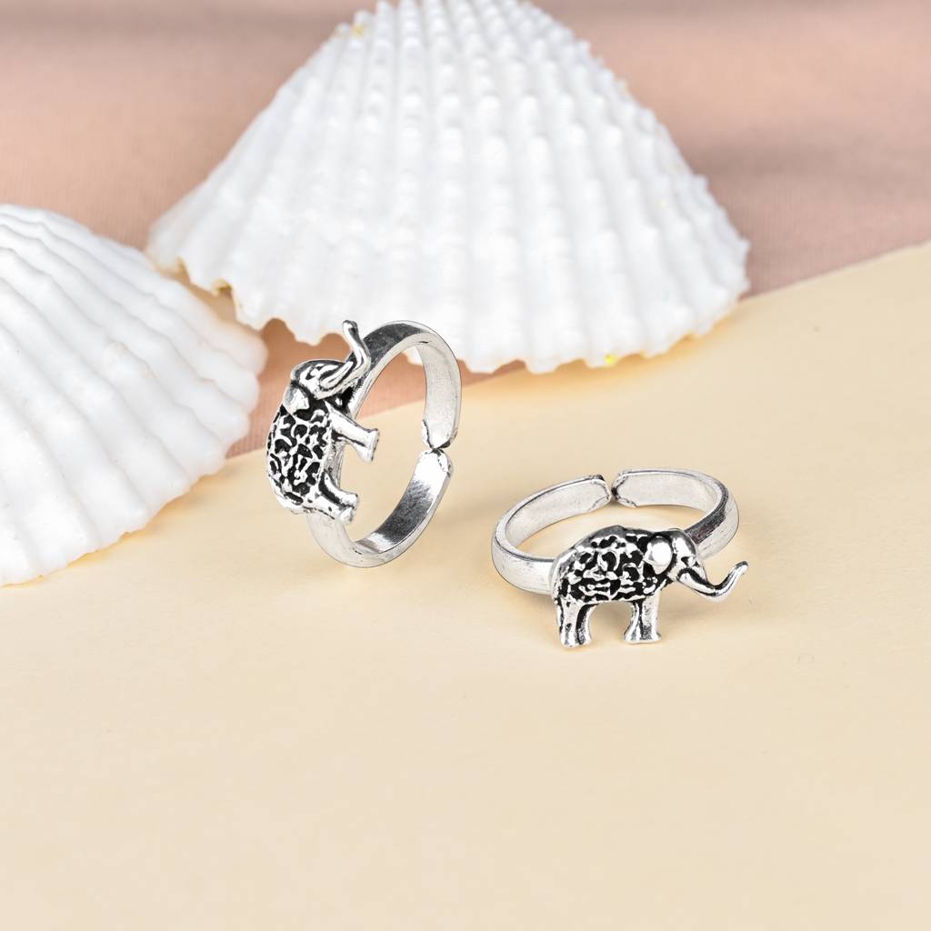 Oxidised Elephant Toe Ring : AFTR637