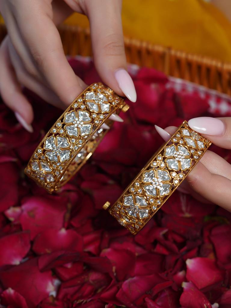 Zara Kundan Gold Bangle : AGBR4