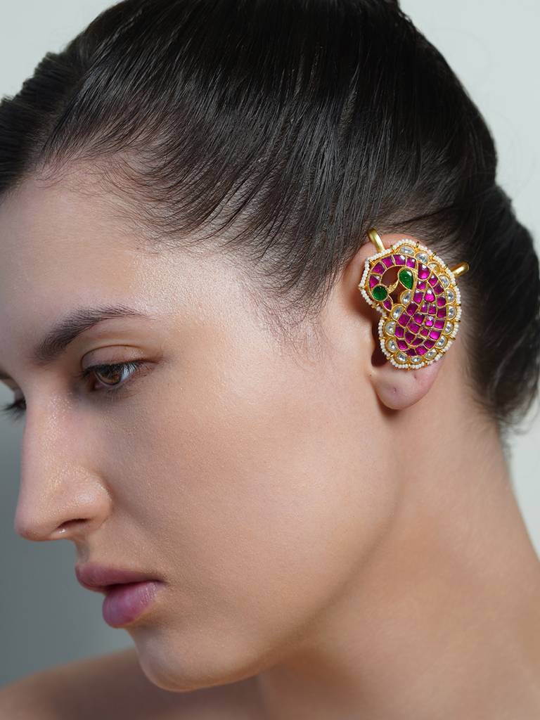 Pink Mango Gem Ear Cuff Earrings : AGER35