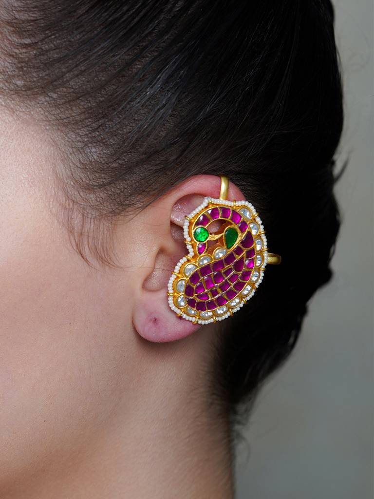 Pink Mango Gem Ear Cuff Earrings : AGER35