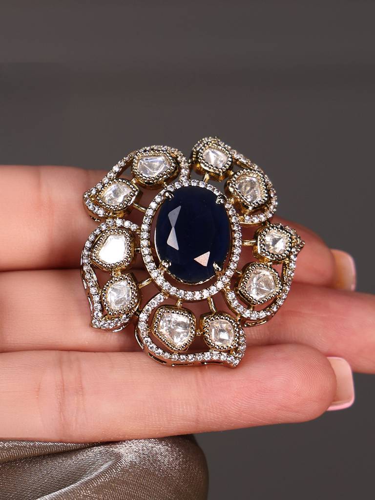 Midnight Sapphire Blossom Stud Earrings : AGER48