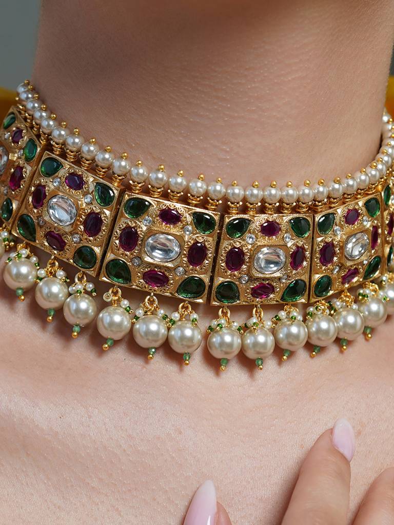 Ruby Grid Pearl Choker Set : AGET13