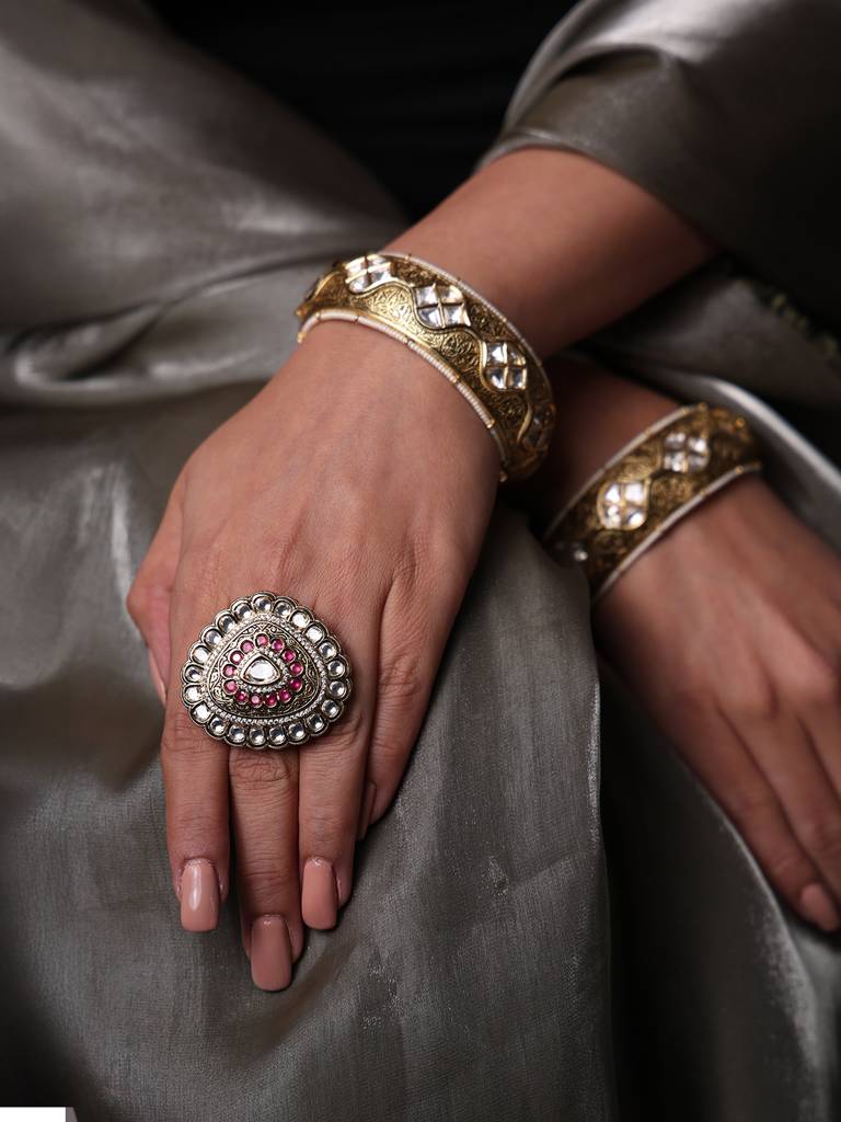 Kundan And Ruby Ring : AGRG16