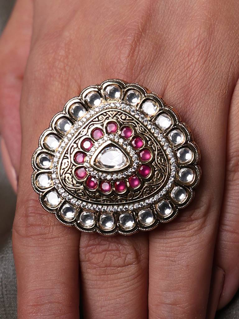 Kundan And Ruby Ring : AGRG16
