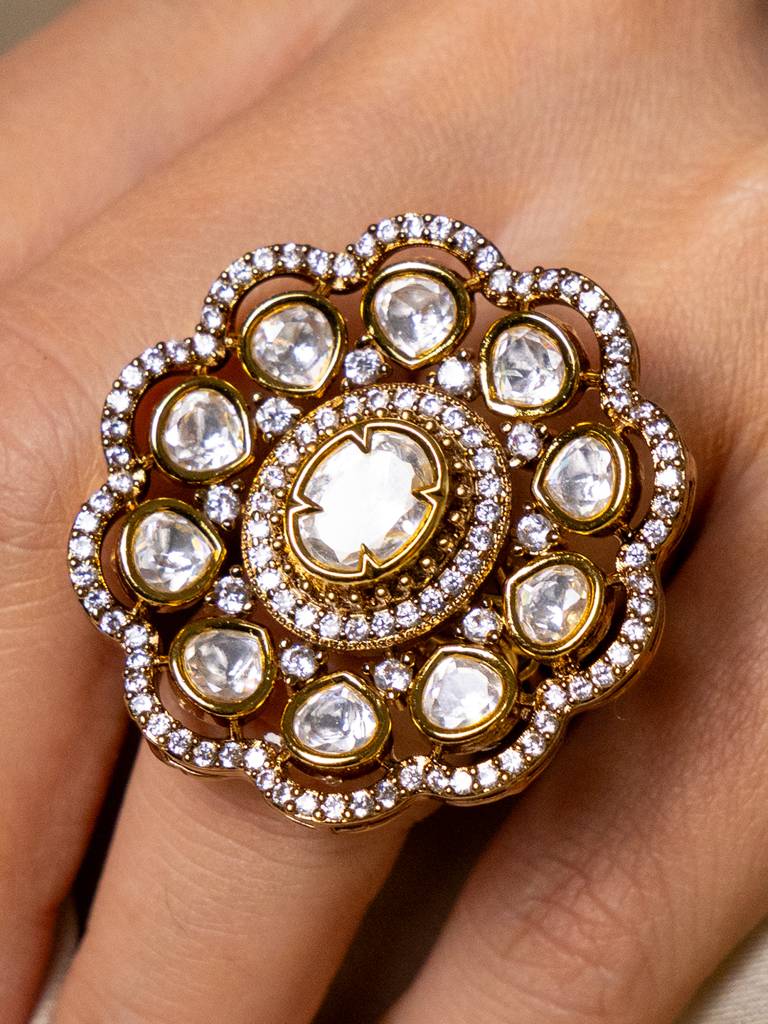 Floral Kundan Ring : AGRG20