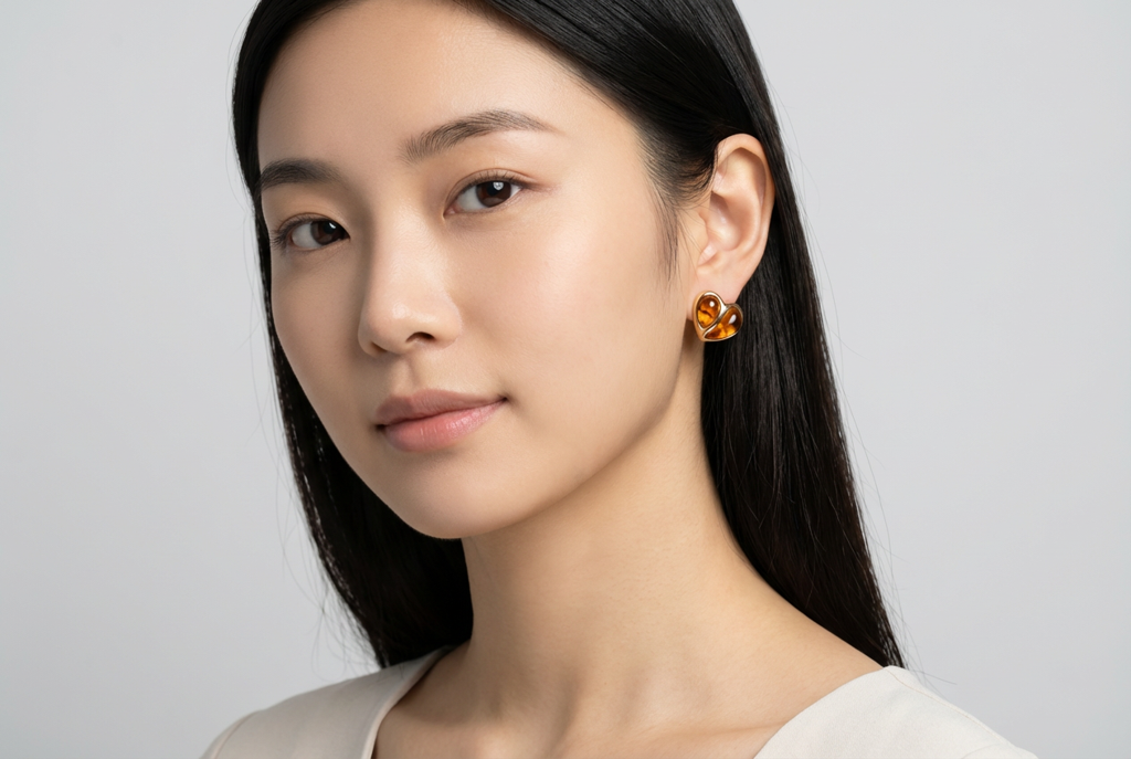 Autumn Hearth, Two-Toned Heart Studs. : YUFSER224