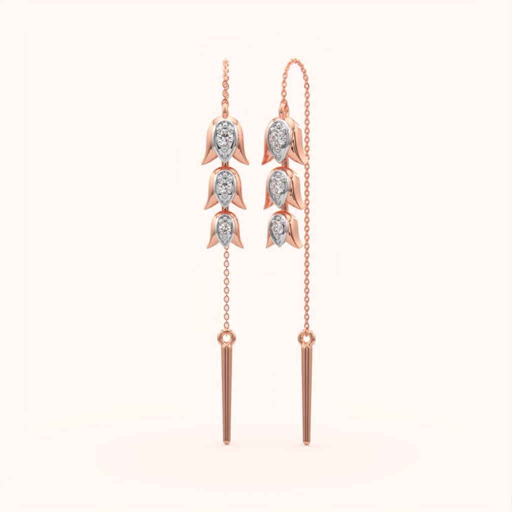 18K Gold Vermeil Bellflower Threader Earrings : KET0001-Rosegold
