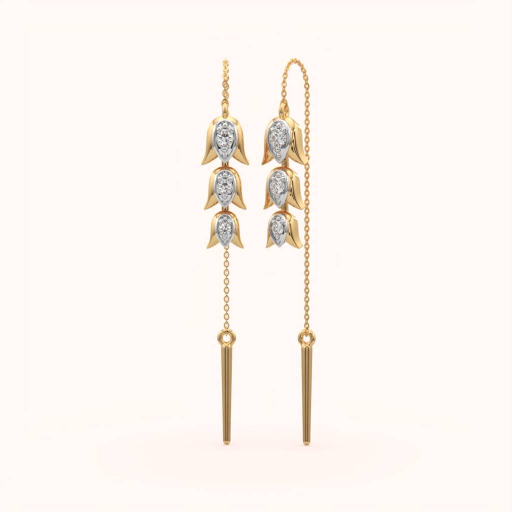 18K Gold Vermeil Bellflower Threader Earrings : KET0001-Gold