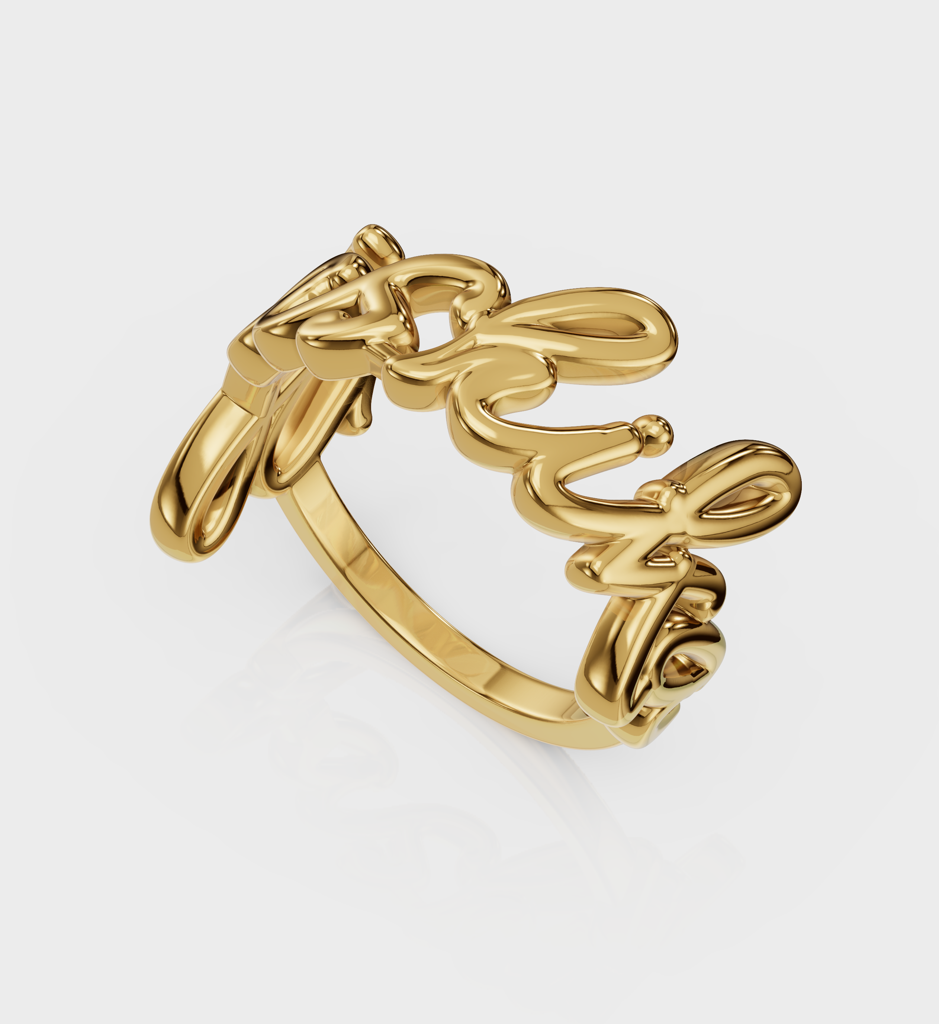 Cursive Name Ring : AJJSS0020