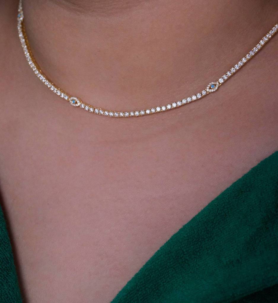 Multi Evil Eye Tennis Choker : AJJSS0128
