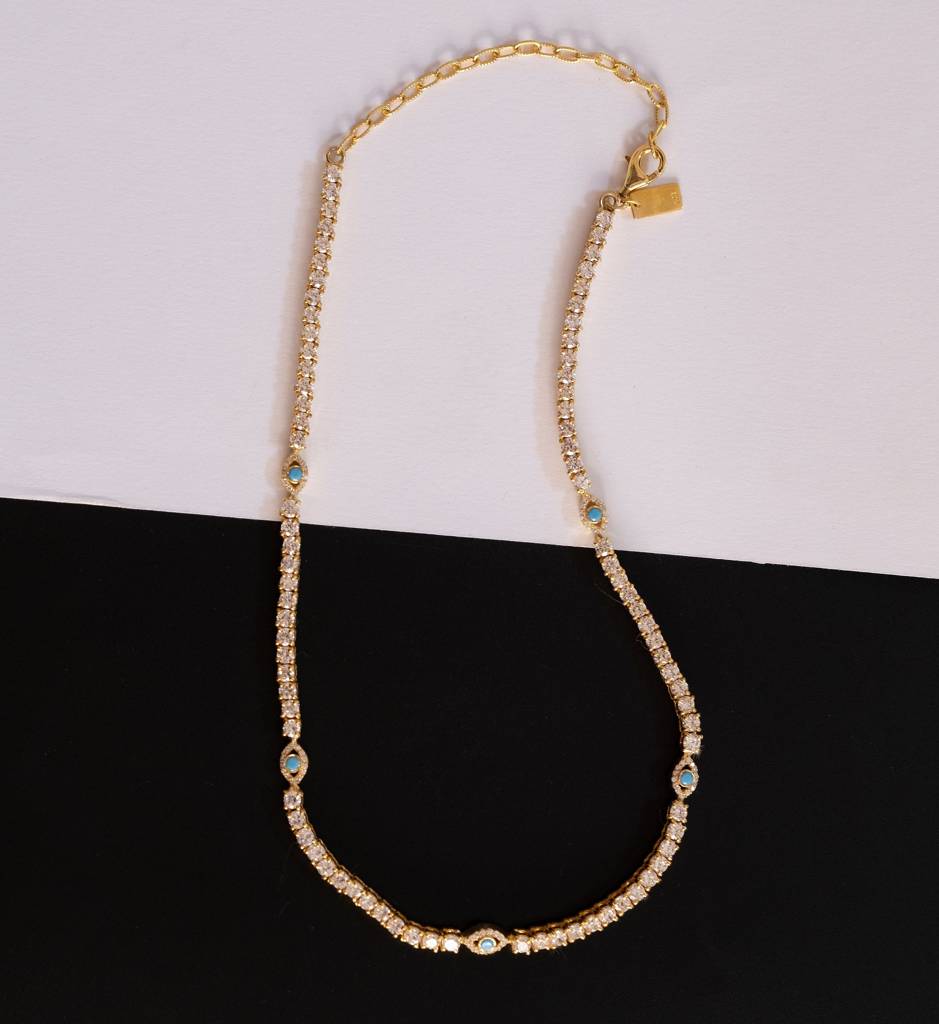 Multi Evil Eye Tennis Choker : AJJSS0128