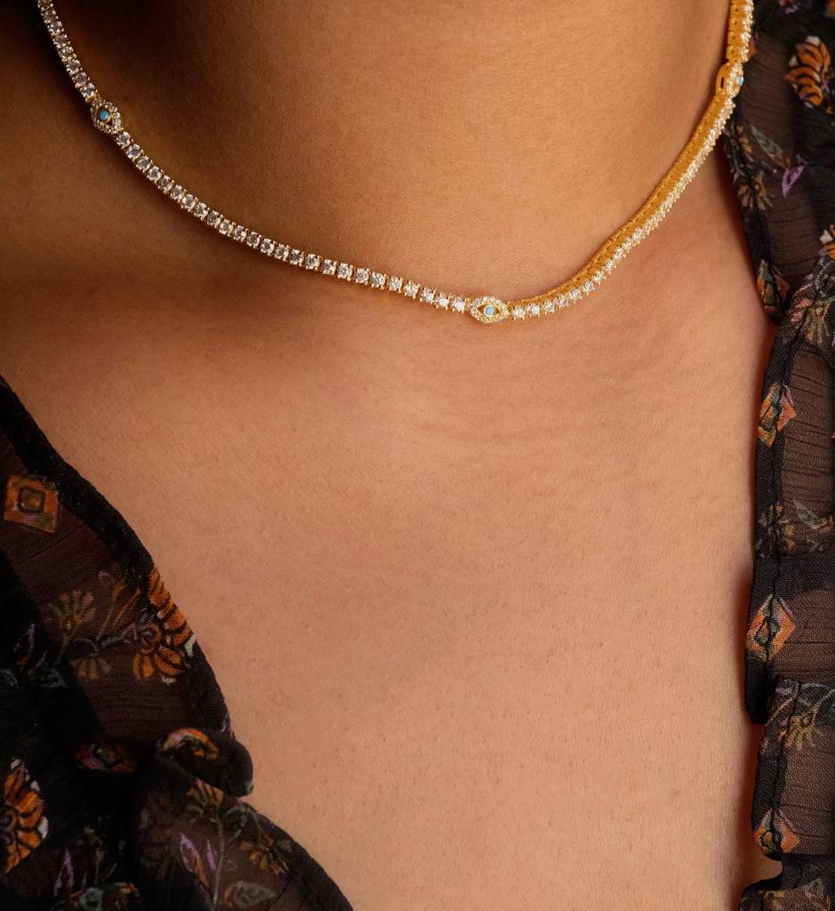 Multi Evil Eye Tennis Choker : AJJSS0128