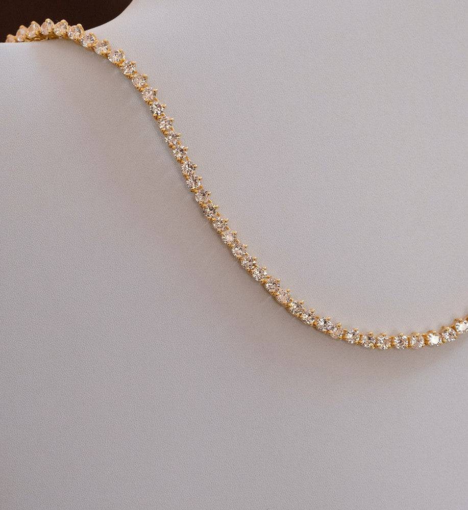 Three Prong Tennis Necklace : AJJSS0130
