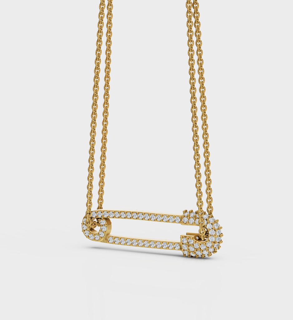 Glam Safety Pin Necklace : AJJSS0146