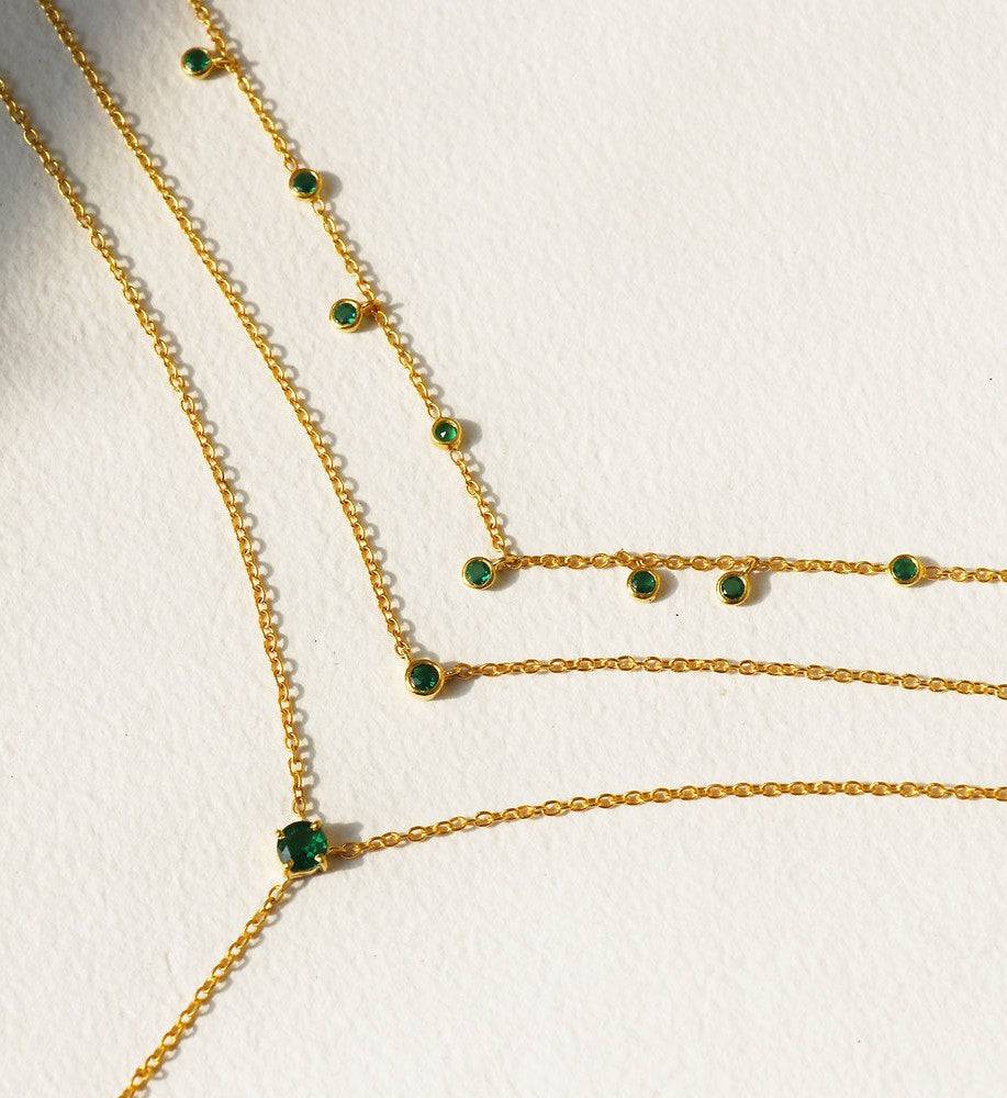 Emerald Solitaire Necklace : AJJSS0149