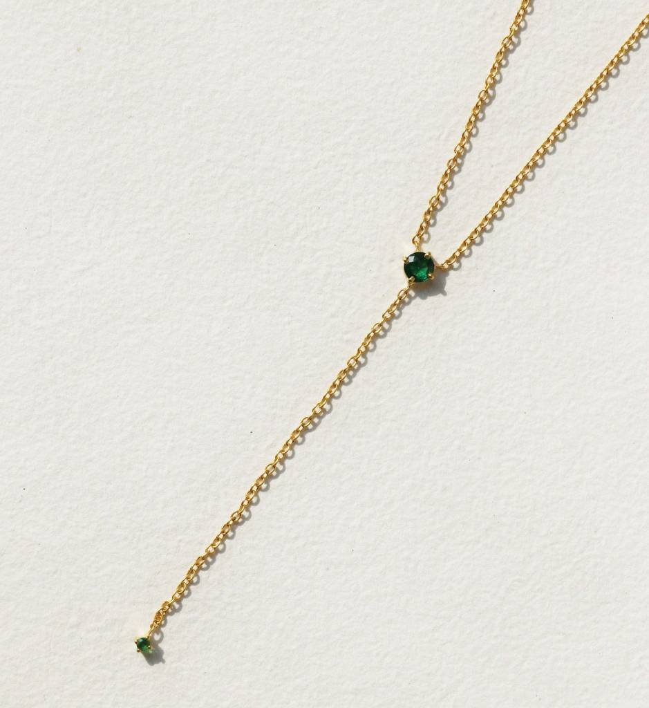 Emerald Drop Lariat Necklace : AJJSS0150