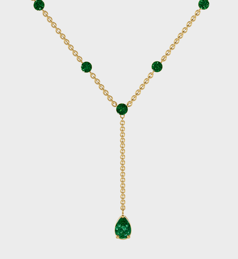 Emerald Lariat Necklace : AJJSS0153
