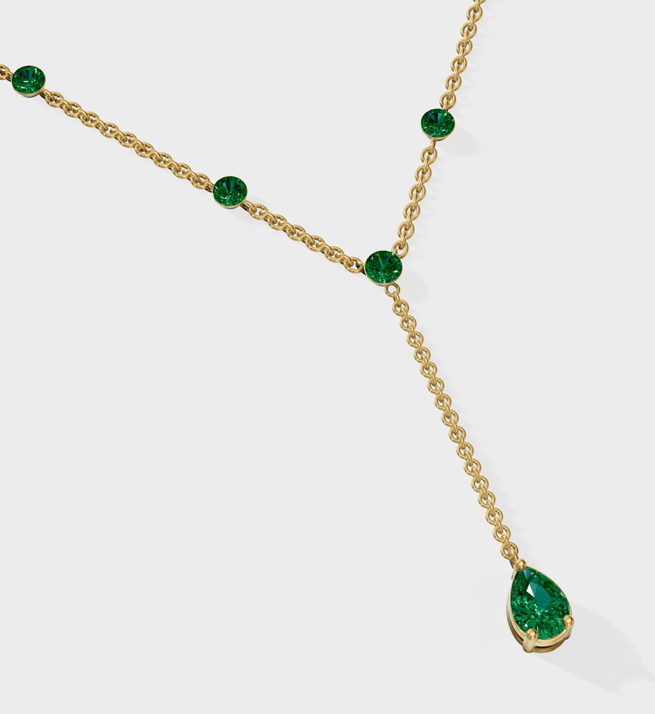 Emerald Lariat Necklace : AJJSS0153