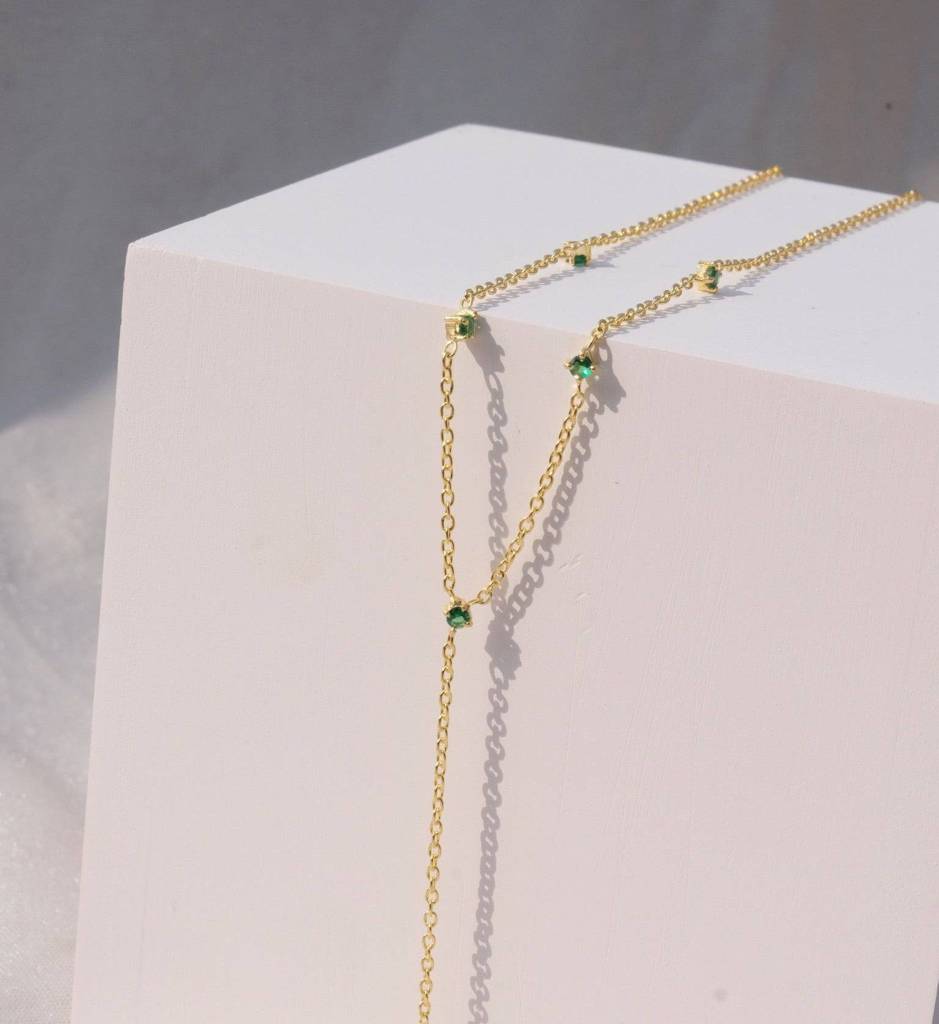 Emerald Lariat Necklace : AJJSS0153