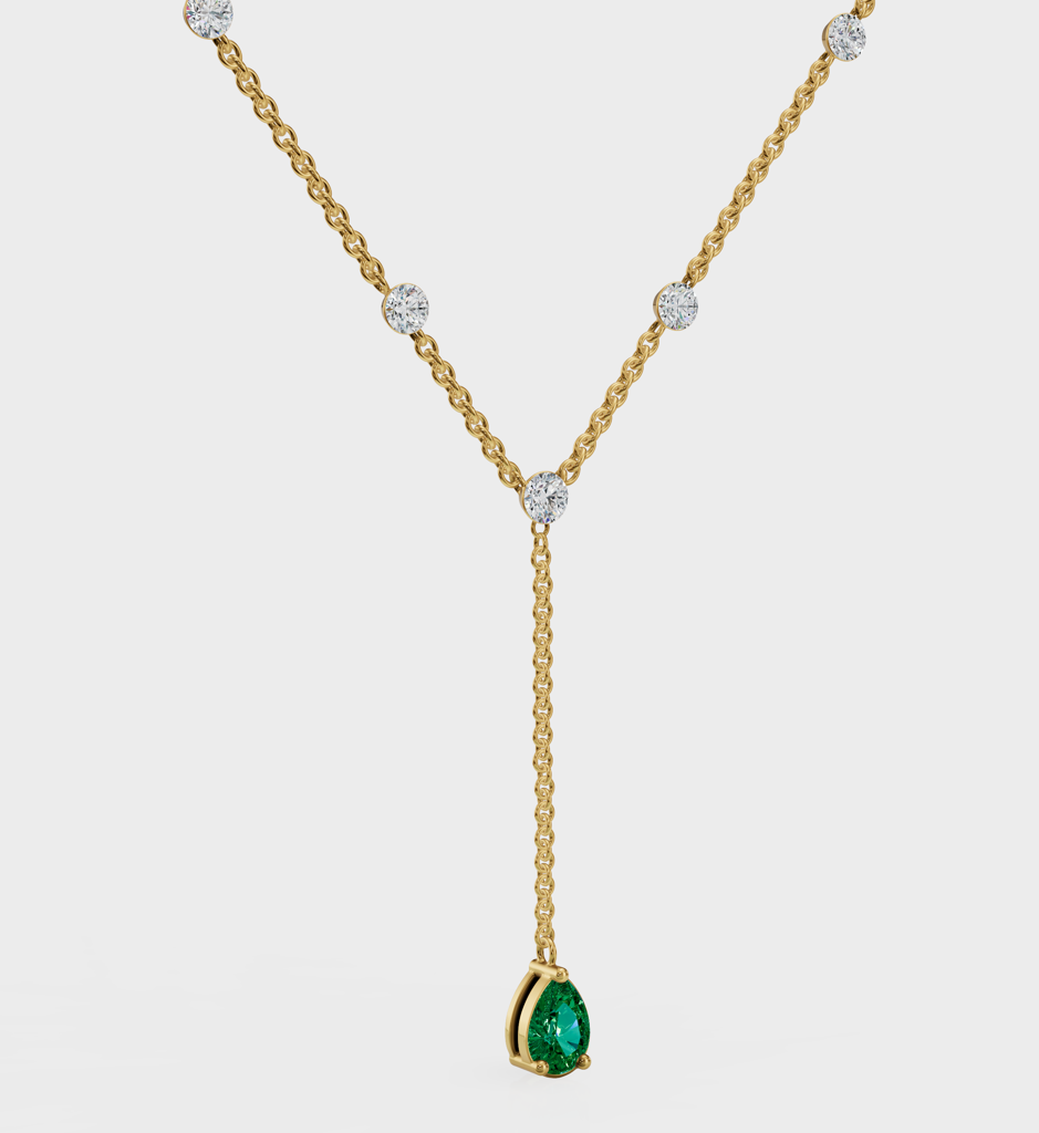 Emerald Duet Lariat Necklace : AJJSS0154